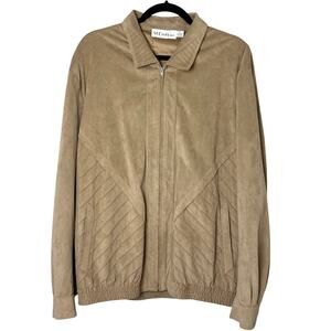 Vintage 90s St Croix Microfiber Bomber Jacket Grandpa Tan USA Size Large